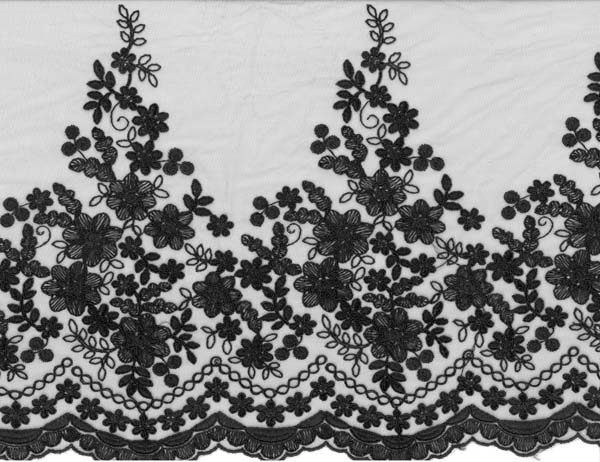 EMBROIDERED CORDED EDGING - BLACK